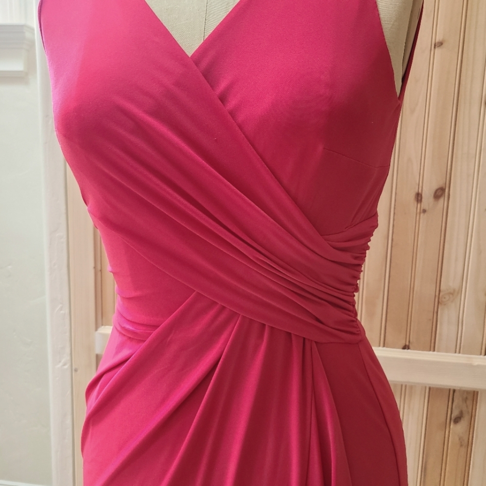 Chaps Beautiful Red Crossover Wrap Dress size Small - Picture 2 of 7